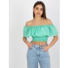 MINTOVÝ CROP TOP S VOLÁNEM (Velikost 36)
