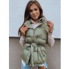 (VEL. S/M) ZELENÁ DÁMSKÁ PROŠÍVANÁ OVERSIZE VESTA (Velikost S/M)