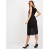 ČERNÉ PLISOVANÉ MIDI ŠATY S ŘETÍZKOVÝM PÁSKEM (Velikost ONE SIZE)