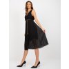 ČERNÉ PLISOVANÉ MIDI ŠATY S ŘETÍZKOVÝM PÁSKEM (Velikost ONE SIZE)