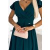 TMAVĚ ZELENÉ ŠATY S VÝSTŘIHEM A KRÁTKÝM RUKÁVEM MATYLDA (Velikost XS)