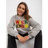 ŠEDÁ MIKINA BEZ KAPUCE S NÁPISEM WEEKEND (Velikost ONE SIZE)