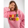 RŮŽOVÁ MIKINA BEZ KAPUCE S NÁPISEM WEEKEND (Velikost ONE SIZE)