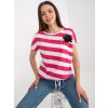 BÍLO-TMAVĚ RŮŽOVÉ PRUHOVANÉ TRIKO S BROŽÍ (Velikost ONE SIZE)