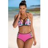 RŮŽOVÉ KVĚTINOVÉ PUSH-UP BIKINY MOLLY MILK SHAKE (Velikost M)