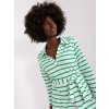 BÍLO-ZELENÉ PRUHOVANÉ BAVLNĚNÉ ŠATY S LÍMEČKEM A PÁSKEM (Velikost S/M)