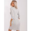 SVĚTLE ŠEDÉ PŘILÉHAVÉ MINI ŠATY S 3/4 RUKÁVEM (Velikost S/M)