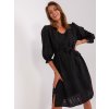 ČERNÉ VZOROVANÉ ŠATY S PÁSKEM A BALÓNOVÝMI RUKÁVY (Velikost S/M)