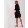 ČERNÉ VZOROVANÉ ŠATY S PÁSKEM A BALÓNOVÝMI RUKÁVY (Velikost S/M)