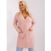 SVĚTLE RŮŽOVÝ SVETR NA KNOFLÍKY S KAPSAMI (Velikost 2XL/3XL)