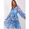 MODRÉ KVĚTINOVÉ ŠATY S PÁSKEM (Velikost S/M)