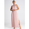 SVĚTLE RŮŽOVÉ DLOUHÉ ŠATY S ROZPARKY (Velikost S)