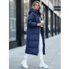 TMAVĚ MODRÝ DÁMSKÝ DLOUHÝ PROŠÍVANÝ KABÁT COZYSEASON (Velikost S)