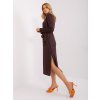 TMAVĚ HNĚDÉ MIDI ŠATY S PÁSKEM (Velikost L/XL)