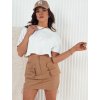 TMAVĚ BÉŽOVÁ MINI SUKNĚ S KAPSAMI QUILLA (Velikost S/M)