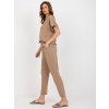 TMAVĚ BÉŽOVÁ SOUPRAVA KALHOT A TRIČKA S KRÁTKÝM RUKÁVEM (Velikost S)