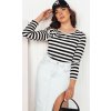 ČERNO-BÍLÉ PRUHOVANÉ TRIČKO S VOLÁNEM MORAS (Velikost ONE SIZE)