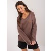 HNĚDÉ TRIČKO S VÝSTŘIHEM A KAPSIČKOU (Velikost ONE SIZE)
