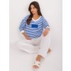 MODRO-BÍLÉ PRUHOVANÉ TRIKO S VÝSTŘIHEM A 3/4 RUKÁVEM (Velikost ONE SIZE)