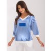 MODRO-BÍLÉ PRUHOVANÉ TRIKO S VÝSTŘIHEM A 3/4 RUKÁVEM (Velikost ONE SIZE)