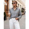 ŠEDÁ OVERSIZE KOŠILE S PRUHY BLISS (Velikost 36)