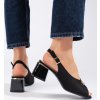ČERNÉ ELEGANTNÍ SEMIŠOVÉ SANDÁLY NA SLOUPKOVÉM PODPATKU (Velikost 36)