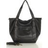 ČERNÁ PROSTORNÁ KOŽENÁ SHOPPER KABELKA (Velikost ONE SIZE)