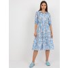 SVĚTLE MODRÉ KVĚTOVANÉ MIDI ŠATY S LÍMEČKEM (Velikost 36)