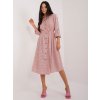 RŮŽOVÉ KOŠILOVÉ MIDI ŠATY SE VZORY (Velikost L/XL)