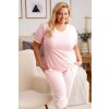 PUDROVÉ PLUS SIZE PYŽAMO S KRÁTKÝM RUKÁVEM (Velikost L)