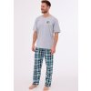 ŠEDO-MODRÉ KÁROVANÉ PYŽAMO CORNETTE EXPLORE (Velikost S)