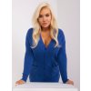 MODRÝ DELŠÍ SVETR NA KNOFLÍKY S VÝSTŘIHEM DO V (Velikost XL/2XL)
