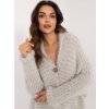 SVĚTLE ŠEDÝ SVETR S V VÝSTŘIHEM A ZAPÍNÁNÍM NA KNOFLÍKY (Velikost ONE SIZE)
