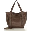 MARCO MAZZINI TMAVĚ HNĚDÁ PROSTORNÁ KOŽENÁ SHOPPER KABELKA (Velikost ONE SIZE)