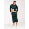 DÁMSKÝ TMAVĚ ZELENÝ VELUROVÝ SET MIKINY A SUKNĚ (Velikost S)
