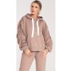BÉŽOVÁ DÁMSKÁ BAVLNĚNÁ MIKINA S KAPUCÍ (Velikost S)