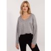 ŠEDÝ DÁMSKÝ SVETR S KAMÍNKY NA RAMENOU (Velikost ONE SIZE)