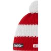 BÍLO-ČERVENÁ VLNĚNÁ ČEPICE EISBAR STAR POMPON MU SKA (Velikost ONE SIZE)
