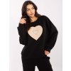 ČERNÁ DÁMSKÁ MIKINA S APLIKACÍ VE TVARU SRDCE (Velikost ONE SIZE)