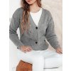 SVĚTLE ŠEDÝ DÁMSKÝ SVETR NA KNOFLÍKY KNITVIA (Velikost ONE SIZE)