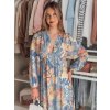 DÁMSKÉ MODRÉ KVĚTOVANÉ LEHKÉ MIDI ŠATY LILOVIE (Velikost ONE SIZE)