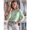 SVĚTLE ZELENÝ DÁMSKÝ SVETR S 3/4 RUKÁVY SOFTICAN (Velikost ONE SIZE)