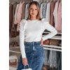 ELEGANTNÍ BÍLÝ DÁMSKÝ SVETR S NABÍRANÝMI RAMENY ELENORI (Velikost ONE SIZE)