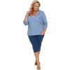 DÁMSKÉ MODRÉ PLUS SIZE PYŽAMO S VÝSTŘIHEM DO V DOCTOR NAP (Velikost L)