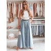 SVĚTLE MODRÉ DÁMSKÉ ŠIROKÉ KALHOTY-SUKNĚ FLOWES (Velikost ONE SIZE)