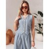 SVĚTLE MODRÁ DÁMSKÁ PRUHOVANÁ ELEGANTNÍ VESTA LINELIA (Velikost ONE SIZE)