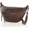 MARCO MAZZINI TMAVĚ ČERNÁ KOŽENÁ CROSSBODY TAŠKA/LEDVINKA (Velikost ONE SIZE)