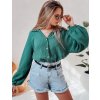 TMAVĚ ZELENÁ OVERSIZE DÁMSKÁ MUŠELÍNOVÁ KOŠILE MUSLINEA (Velikost ONE SIZE)