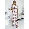PLISOVANÉ KVĚTOVANÉ MIDI ŠATY S VÝSTŘIHEM A VOLÁNKY MEDIE (Velikost ONE SIZE)