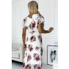 PLISOVANÉ KVĚTOVANÉ MIDI ŠATY S VÝSTŘIHEM A VOLÁNKY MEDIE (Velikost ONE SIZE)